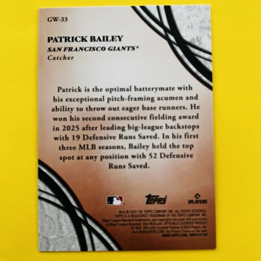 2026 Topps Baseball Series 2 Patrick Bailey Glove Work Insert GW-33‎ Giants